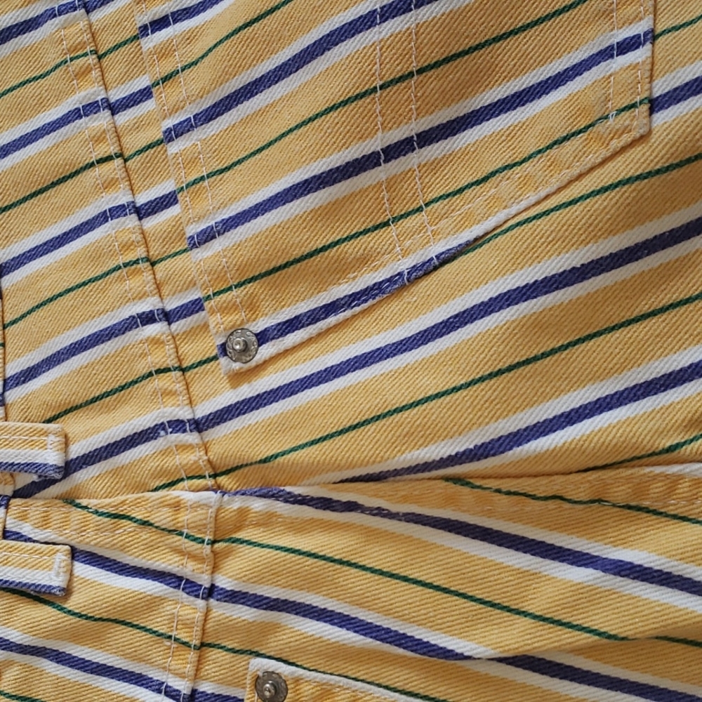 Vintage High Waisted Sasson Yellow Striped Jorts - Picture 5 of 6